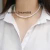 VAFシミュレートされた丸い白いS925チョーカーガラスパールネックレス女性用の天然淡水ネックレス