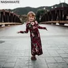 Passende Familienoutfits NASHAKAITE Kleid für Mutter und Tochter Weinrotes Blumen-Party-langes Kleid Mutter-Tochter-Kleider passende Kleidung 230628