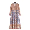 Casual Dresses Maxdutti Bohemian Vintage Dress Women Maxi Rustic Cotton Loose Print Summer