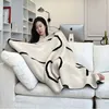 Blankets Nordic Black And White Double sided Wool Blanket Throw Graffiti Abstract Knitted Knee Cover Office Lunch break Bed 230628