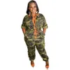 Women's Jumpsuits Rompers Sexy Camouflage Printing Women Loose Jumpsuit 4XL 5XL 2023 Half Sleeves Leisure Rompers Casual Bodysuit Cargo Pants J230629
