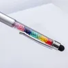 Pennor 10st/Lot grossistgåvor Pekskärm Rainbow Crystal Pen Glitter Färgglada skrivande metallbollspennor med anpassning