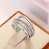 Rings Fashion Female Silver Geometric Line Irregular Multilayer for Women Inlaid Cubic Wedding Jewelry