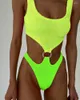 Kobiety stroje kąpielowe One Piece Swimsuit Teksturowane żeberka bikini seksowny pierścień połączony kostium kąpielowy Kobiet trójkąt wysokocięty Monokini Micro