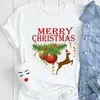 Women's T Shirts Women Tshirt grafisk t-shirt Jul Santa Claus 2023 Happy Year Fashion Cartoon Female Ladies Print Clothes Tops Tees