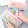 Bags 20 pcs/lot Kawaii Transparent Lattice Pencil Case For Girl Cute TPU Pen Bag Box Stationery Pouch Office School Supplies