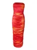 Casual Dresses Women's Summer Strapless Tie-Dye Print Cocktail Party Club Dress Sleeveless Bodycon Long