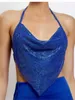 Party Dresses Shiny top glitters Rhinestones Glitters Halter Crop Tank Tops Women Backless Chains Linked y2k clothes x0629