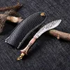 High Quality R8342 Small Machete Knife High Carbon Steel Blade Brass Handle Fixed Blades Knives Outdoor Camping Hiking Fishing Survival Knives With Leather Sheath