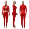 Kobiety Jumpsuits Rompers Seksowne wycięcie skrętu Rompers Womens Skompsuit Casual Sport Fitness pusta długie rękawy legginsy