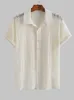 Camisas sociais masculinas de algodão translúcido vazado para homens rendas sexy mangas curtas camisas transparentes verão streetwear tops Z5083175 230629