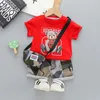 Conjuntos de Roupas Cool Kid Boys Summer Clothing Infant Outfit With Sunhat Fashion Cartoon T-ShirtShortsSaco 2pcSet Toddler Girls Clothing 230628