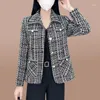 Jaquetas femininas jaqueta curta e casaco 2023 outono pequena fragrância estilo elegante outwear coreano selvagem manga longa terno casual tops 6XL