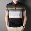 Men s polos mlshp golf randig siden polo skjortor lyxiga kort ärm smart casual man t skjortor mode sommar smala man tees 3xl 230629