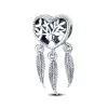 Pour les breloques pandora perles en argent sterling Bracelet Dreamcatcher 3 Feather Fan charmes creux ciondoli