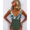 Swim Wear 2022 Sexig tryck Swimwear Women Swimsuit Backss One Piece Swimsuit Bandage Beachwear Ruff Bathing Swim Monokini HKD230628