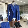 2023 Stripe Hommes Groom Tuxedos Slim Fit Peaked Revers Business Formal Tuxedo Professional Grooms Wedding Dress Costume 3 Pièces Blazer Pantalon Gilet Costume Homme