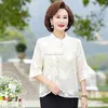 Vêtements ethniques 2023 été Style chinois femmes en mousseline de soie Tang costume Blouse mode col montant demi manches rétro haut S347