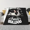 毛布かわいいフレンチブルドッグ子犬ソファフリースフランネルペット犬の寝具のためのペットドッグ