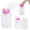 Bouteilles de stockage 210/150 ml vide presse pompe distributeur bouteille pour dissolvant de vernis à ongles en plastique rechargeable Art UV Gel nettoyant