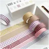 2016 Nastri adesivi 6 pezzi / set 5M Vintage Black Washi Tape Grid Stripe Masking Adesivo decorativo Scrapbooking Diario Cancelleria Jkxb2103 D Dhsb2