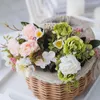 Fleurs décoratives belles Roses roses artificielles pour la maison mariage décoration de noël haute qualité automne Bouquet soie pivoine fausses plantes