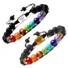 Arbre de Vie 7 Yoga Chakra Pierre Naturelle bracelet brin réglable perles de lave Huile Essentielle Diffuseur Bracelets Bijoux De Mode