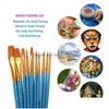 Målning levererar 10st/set färgborstar runda spetsade spets nylon hårartist målarborstar för akryl olje akvarell ansikte nagelkonst dhhyo