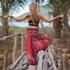 Ethnische Kleidung Damen Kausaldruck Hippie Baggy Sari Hose mit weitem Bein Boho Strandhose Böhmischer Stil Thailand Saris Lose Hose