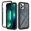 Stoßfeste 2-in-1-Hybridschichthüllen für das iPhone 15 14 Plus 13 12 Mini 12 Pro Max, hartes PC-TPU, modischer Anti-Schock-360-Stoßfängerrahmen, Vorderseite und Rückseite, durchsichtige Handyhülle