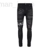 Jeans pour hommes Designer Vêtements Amires Denim Pantalons Amies New Mens Noir Perforé Brodé American High Street Slim Fit