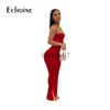 Womens Jumpsuits Rompers Echoine New Hem Slit Elastic Bodycon Jumpsuit 2022 Woman Sexy Suspenders Sleeveless Skinny Flared Trouser Romper Yoga Overall J230629