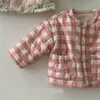 Manteau en duvet infantile hiver veste rembourrée bébé fille douce fleur épaissir manteau enfant en bas âge garçon mode plaid coton vêtements poches cardigan 230628