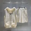 女性のトラックスーツデザイナーデザイナー女性ファッションカジュアルニットフード付き2ピースセットクラシックレター刺繍トラックスーツ女性スウェットスーツ23SS 55D2