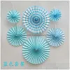 Autres fournitures de fête de fête Fan de papier fleur moulinets suspendus 6pcs / set bricolage artisanat bébé douche anniversaire festival Decorati Dhley