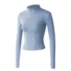 Chaquetas de mujer Cuello alto de manga larga Cremallera de secado rápido Running Yoga Slim Coat Jacket