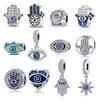 Hoge kwaliteit 925 Sterling Silver Dangle designer Charm Color Evil Eye Owl Hot Air Balloon Blue Bead Hanger Bead Fit Pandora Charms Armband DIY Sieraden Accessoires