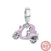 Para pandora contas de prata esterlina pulseira rosa scooter lâmpada noturna mãe encantos ciondoli