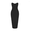 Casual Dresses MSMUSI 2023 Fashion Women Sexy Strapless Stripe Sleeveless Backless Bandage Party Club Bodycon Event Midi Dress Vestidos