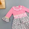 Flickaklänningar småbarn sommar baby flickor kläder spädbarn och barn rufsar blommor rocks för barn puffhylsa knälängd
