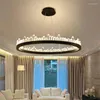 Hanglampen moderne kristallen buis LED -verlichting goud/black metal woonkamer kroonluchter licht dineren hanglamp