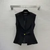 BA031 Vests Women Spring Summer Black Turn-down Collar Button Sleeveless Suit Vest Tops Trendy Versatile Casual Slim Female Clothes