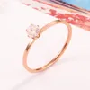 Cluster Rings Solitaire Ring Titanium Steel Thin Pinky For Women Cubic Zirconia Gold Color Jewelry Accessories Korean Fashion