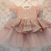 Ensembles de vêtements Noël Sequin Gâteau Double Bébé Fille Robe 1 An Anniversaire Nouveau-Né Fête De Mariage Robes Enfants Baptême Enfant Vêtements J230630