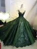 Robes de soirée vert brillant Tulle bal Fress 2023 paillettes dentelle douce col en v hors de l'épaule grande balançoire robe de soirée formelle