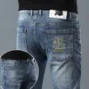 Мужские джинсы дизайнерские весенние новые мужские брюки европейский модный бренд джинсы облегающие брюки эластичные тонкие D7LM