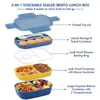 Ensembles de vaisselle Boîte à bento empilable à 3 couches Conteneurs tout-en-un pour déjeuner pour enfants avec 8 compartiments Boîtes à conteneurs de grande capacité