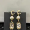 2023 CCity Stud Pendientes Perla Diamante Gota Oro Diseñador de pendientes para mujer Marca de moda No se desvanecen Pendientes de boda de plata para mujer 6023