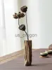 Vases Retro Solid Wood Dried Flower Vase Decoration Dining Table Living Room Flower Arrangement Small Flower Decoration Furnishings x0630