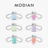 MODIAN Reine 925 Sterling Silber Einstellbare Link Kette Ringe Für Frauen Luxus Bunte Opal 6 Geometrische Form Ringe Edlen Schmuck